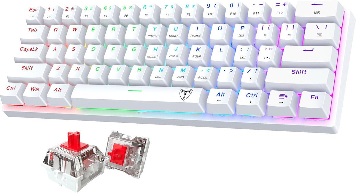 Teclado mecánico atado con cable del juego del 60% con los interrup...