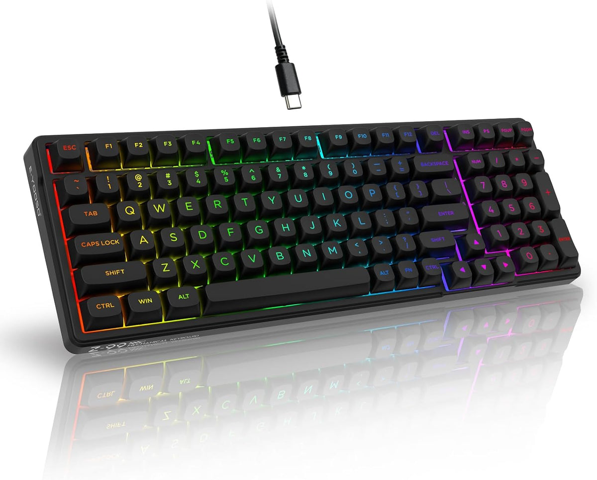 Teclado mecánico con cable HUO JI Z-99, sonido cremoso, retroilumin...