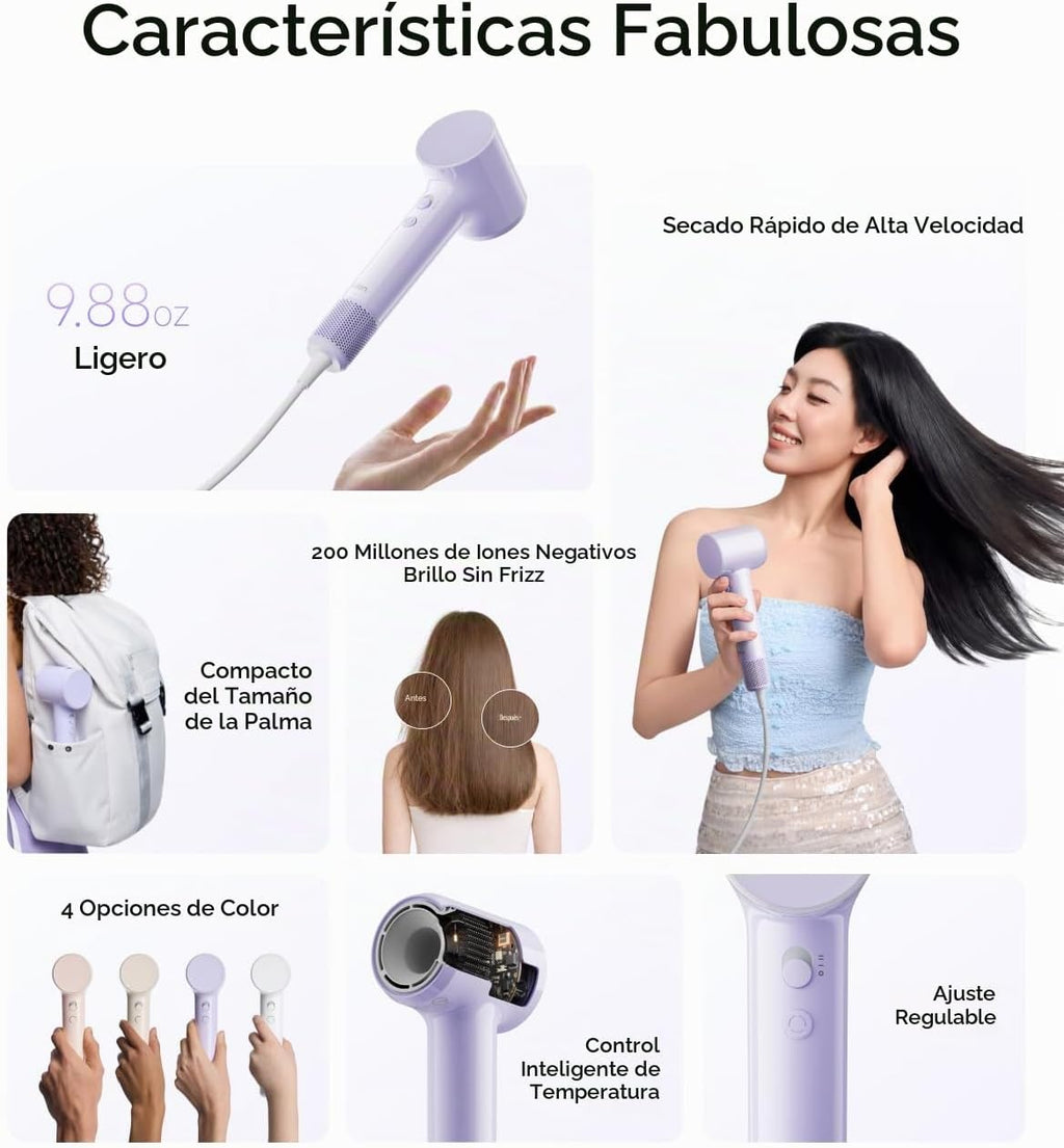 Laifen Secador de pelo con difusor de aire, 15 × Secador de pelo ió...