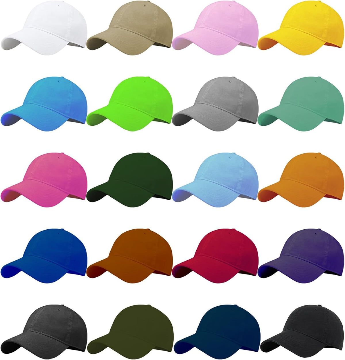 LYDTICK Paquete de 20 gorras de béisbol en blanco, gorras de camion...