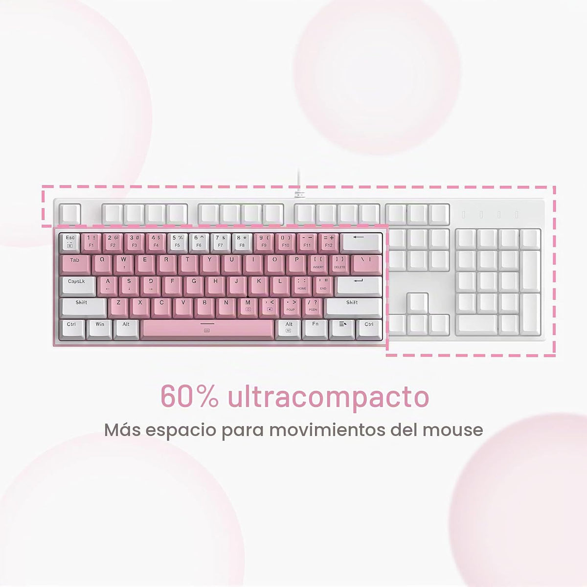 Redragon K617 Teclado mecánico para juegos RGB compacto con interca...