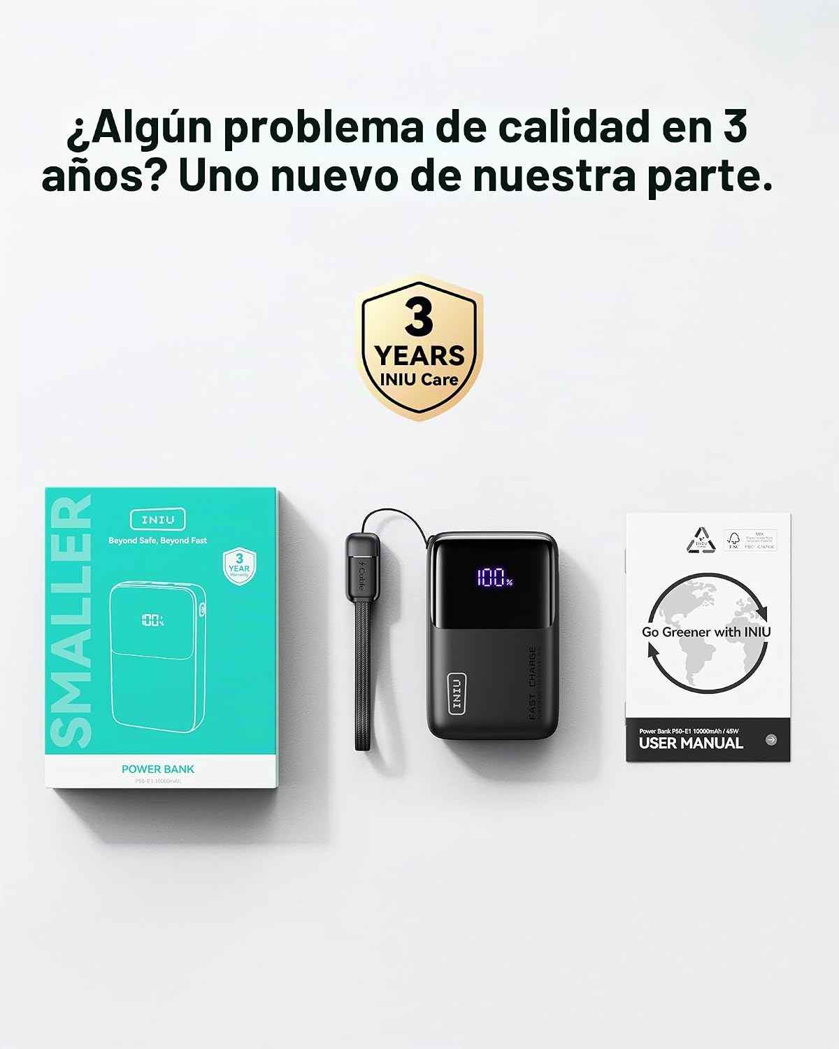 Mini cargador portátil de INIU, pequeño banco de carga rápido del p...