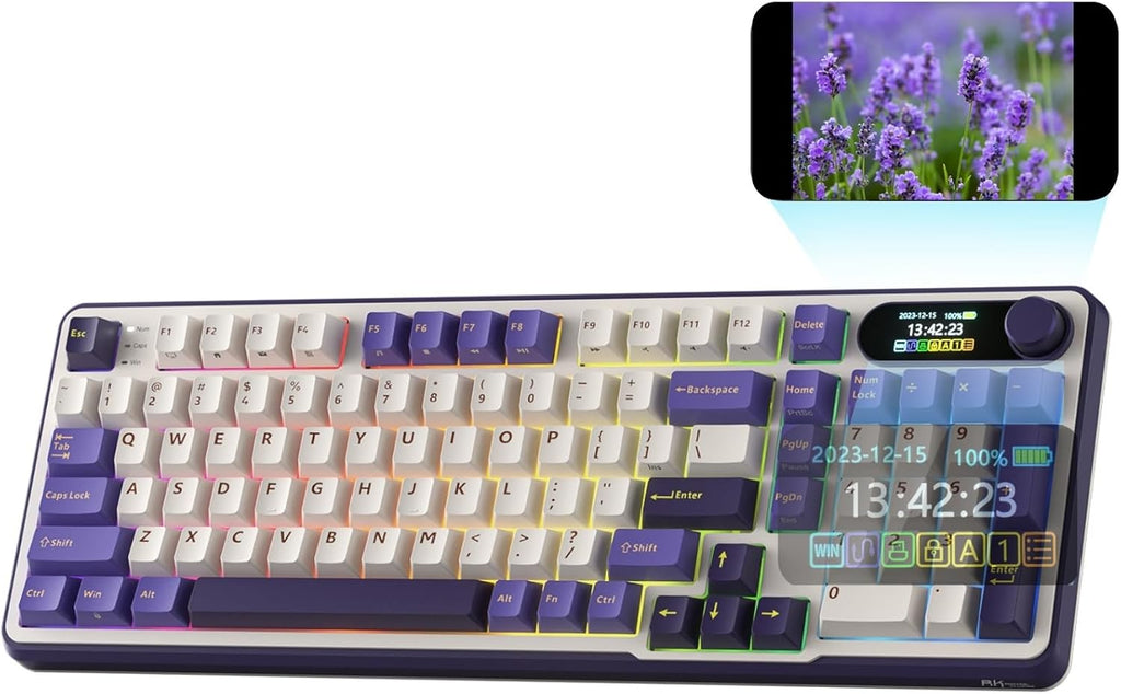 RK ROYAL KLUDGE Teclado mecánico S98 con pantalla inteligente y per...