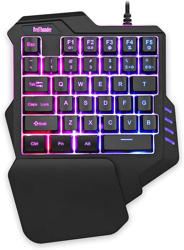 RedThunder Teclado para juegos con una sola mano RGB Retroiluminado...