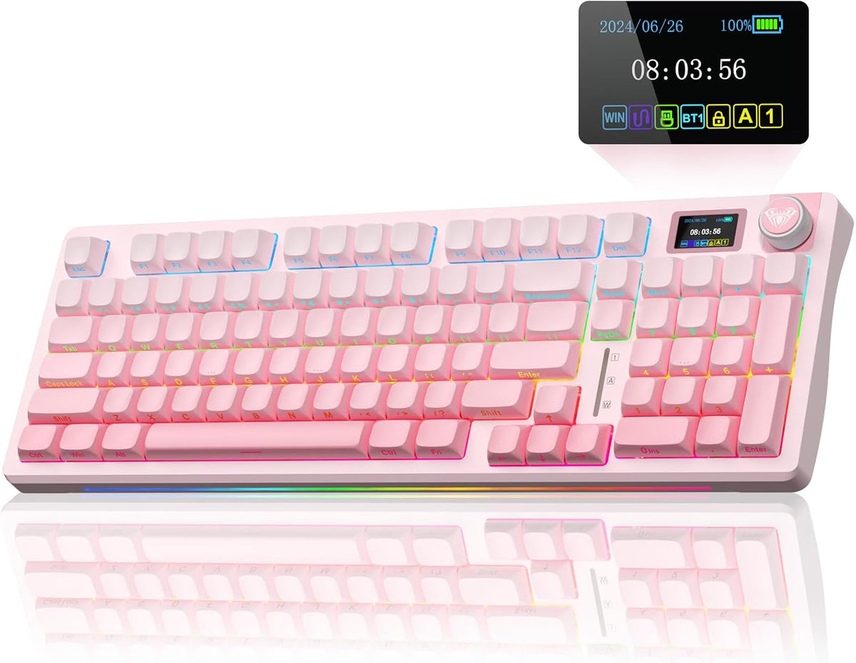 AULA S98 Pro Teclado mecánico inalámbrico para juegos con pantalla,...