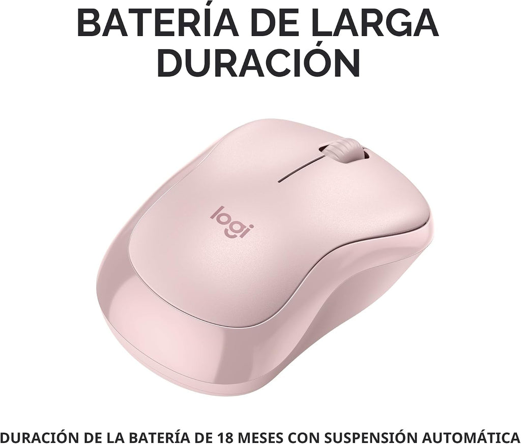 Logitech M240 Ratón Inalámbrico Bluetooth Silencioso Compacto - Ros...