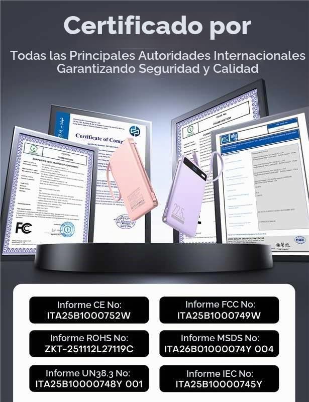 Paquete de 2 cargadores portátiles de 10000 mAh 22.5 W, cables inco...
