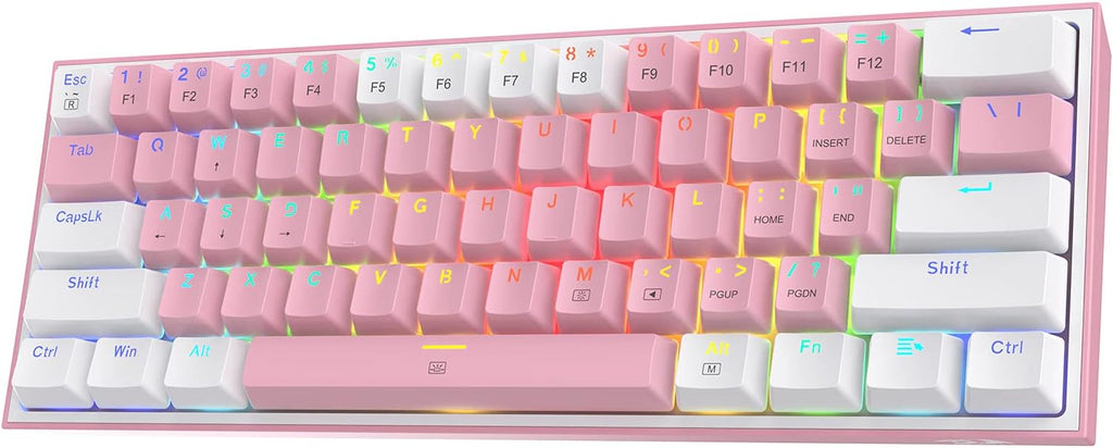 Redragon K617 Teclado mecánico para juegos RGB compacto con interca...