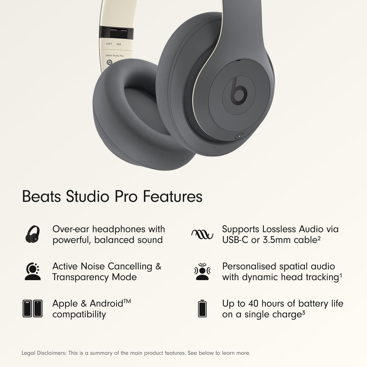 Beats Studio Pro con AppleCare+ para auriculares (2 años), color gr...