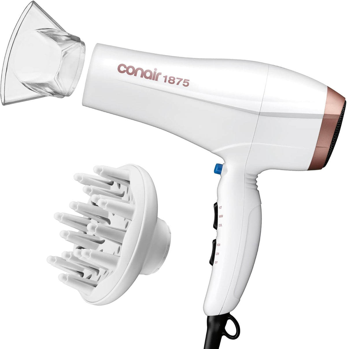 Secador de pelo doble cerámico Conair con difusor y concentrador, 1...