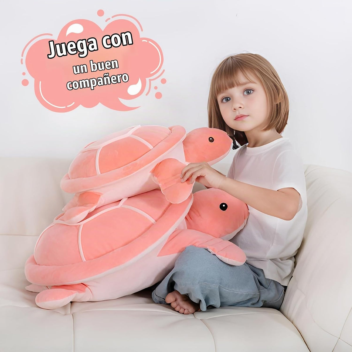 Dalmao Animales de peluche de tortuga marina rosa de 20 pulgadas, j...