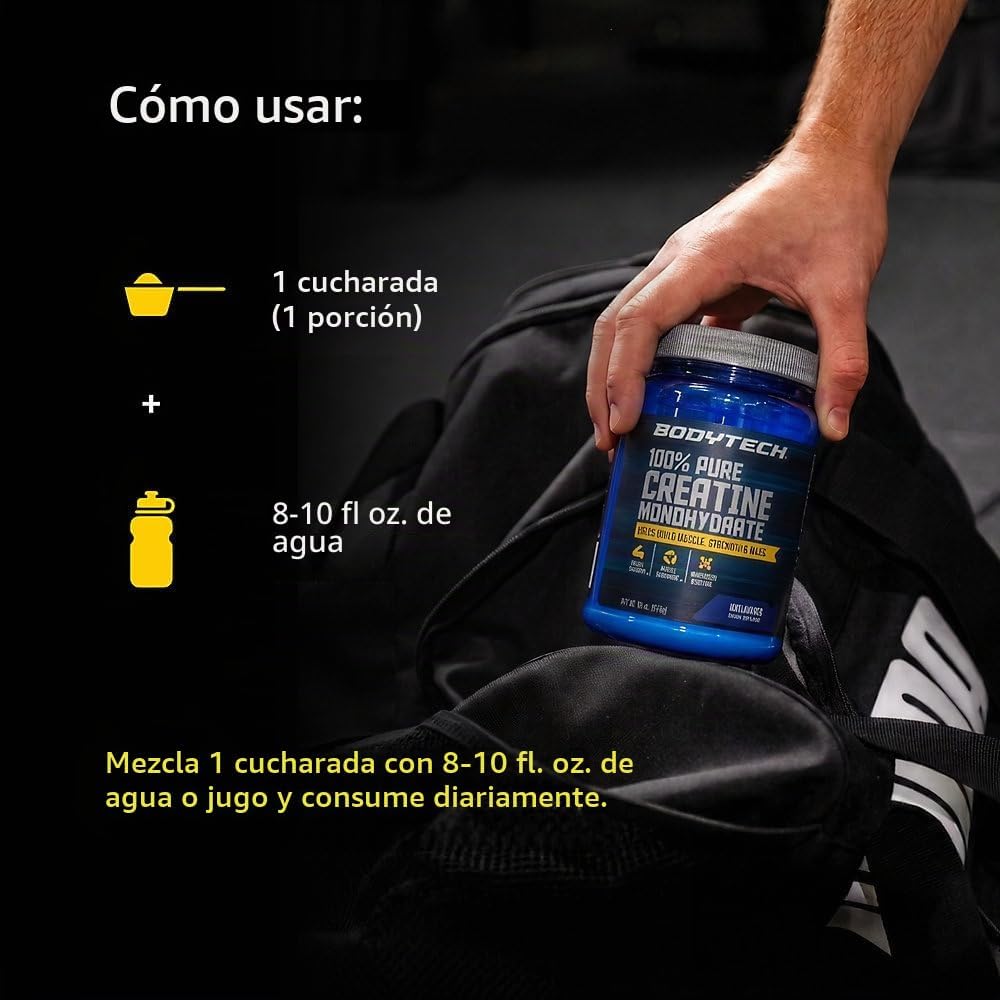BodyTech - Monohidrato de creatina en polvo, sin sabor, 31.9 onzas,...