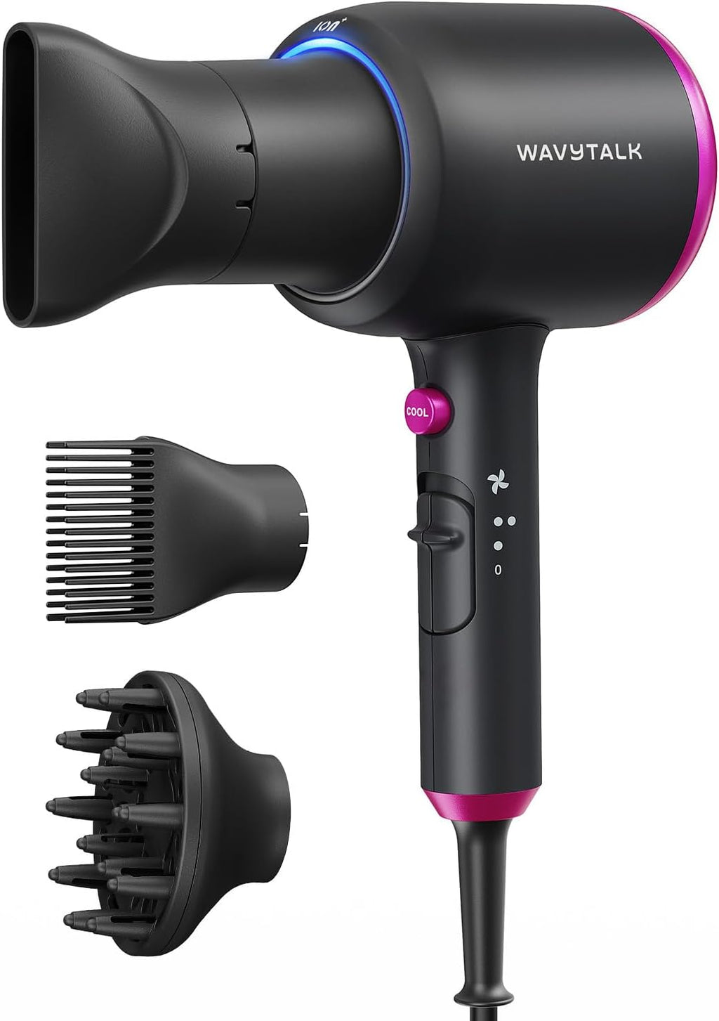 Secador de pelo iónico Wavytalk Blown Away con difusor para cabello...