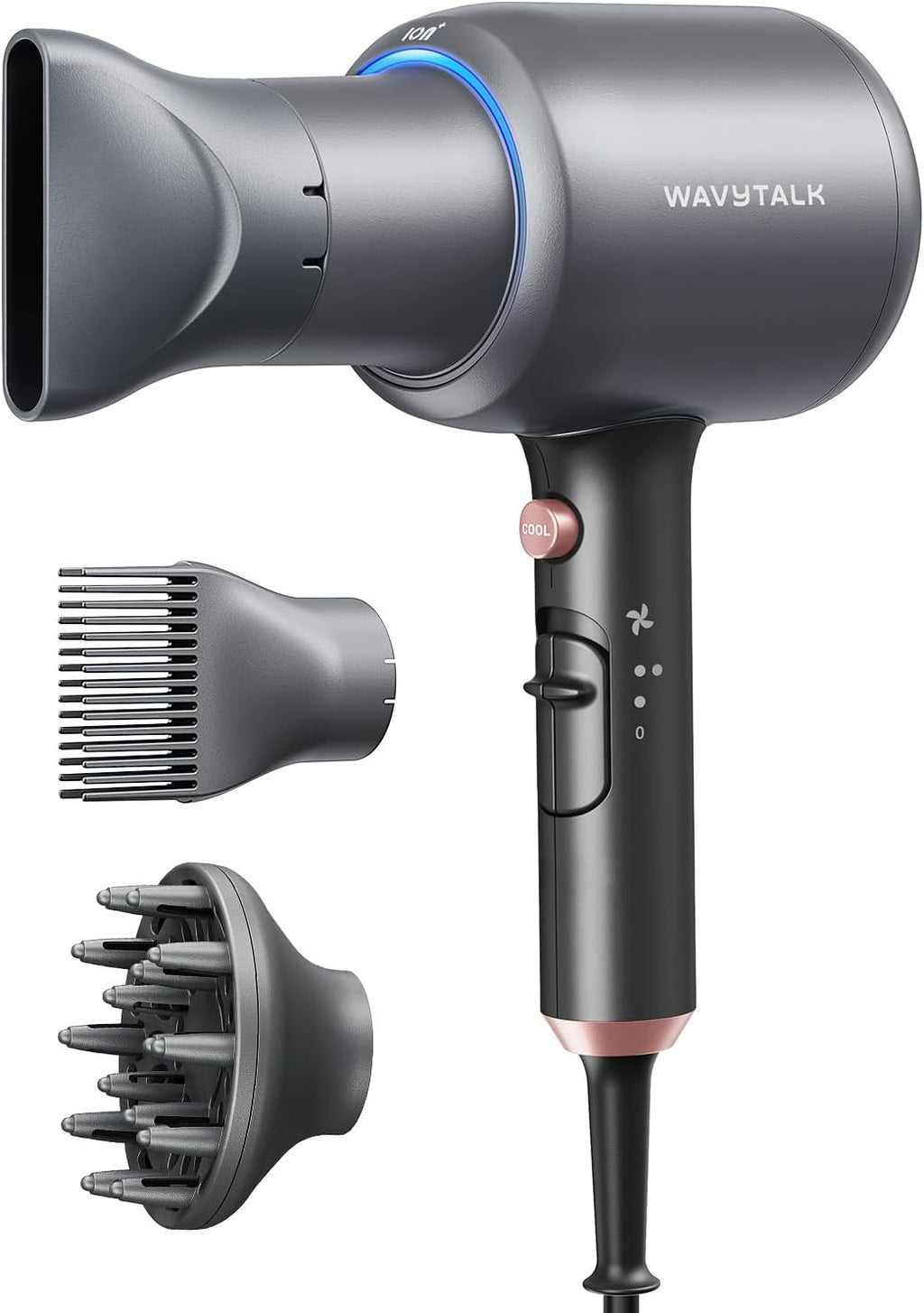 Wavytalk Secador de pelo iónico soplado con difusor para cabello ri...