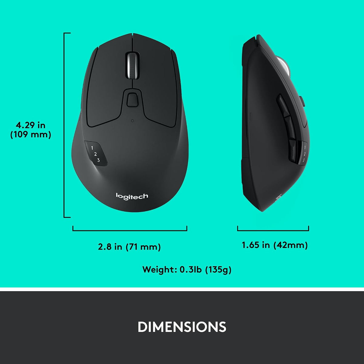 Ratón inalámbrico multidispositivo Logitech M720 Triathalon de tama...
