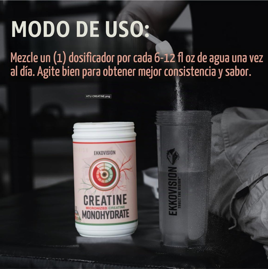 Ekkovision Monohidrato de creatina en polvo, micronizado, uva, supl...