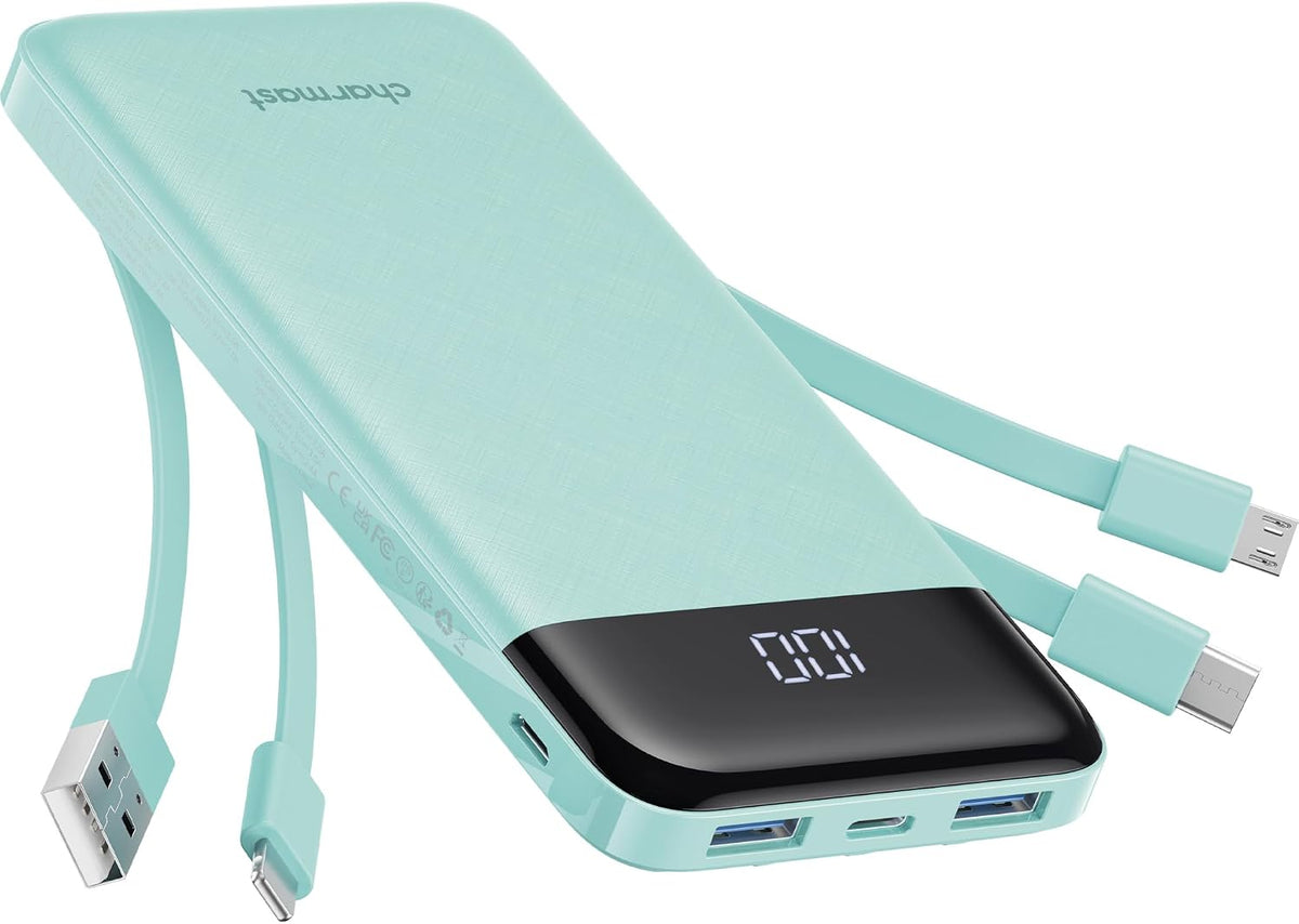 charmast Cargador portátil de banco de energía 10000mAh con 4 cable...