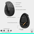 Logitech Wave Keys & Lift - Ratón vertical ergonómico inalámbrico c...