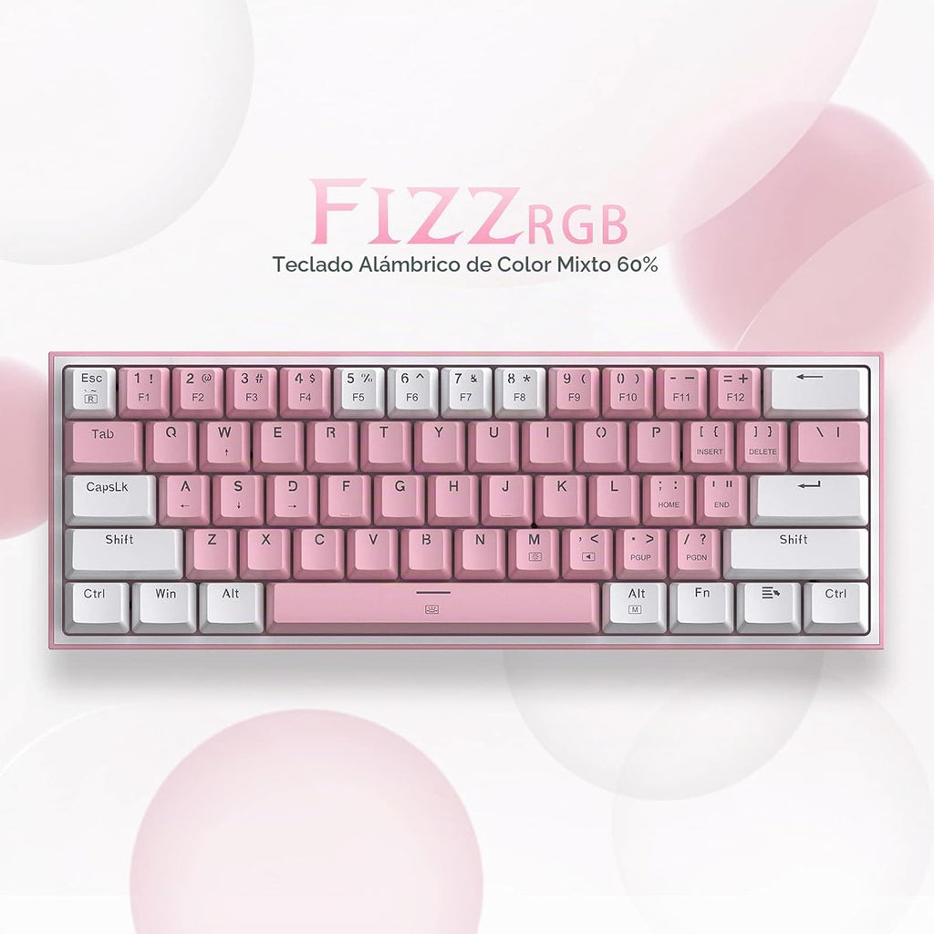 Redragon K617 Teclado mecánico para juegos RGB compacto con interca...