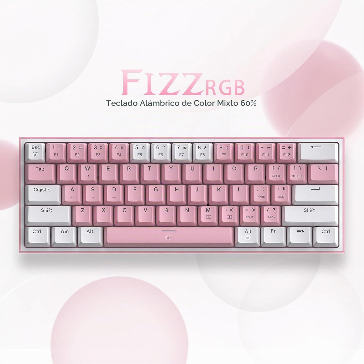 Redragon K617 Teclado mecánico para juegos RGB compacto con interca...