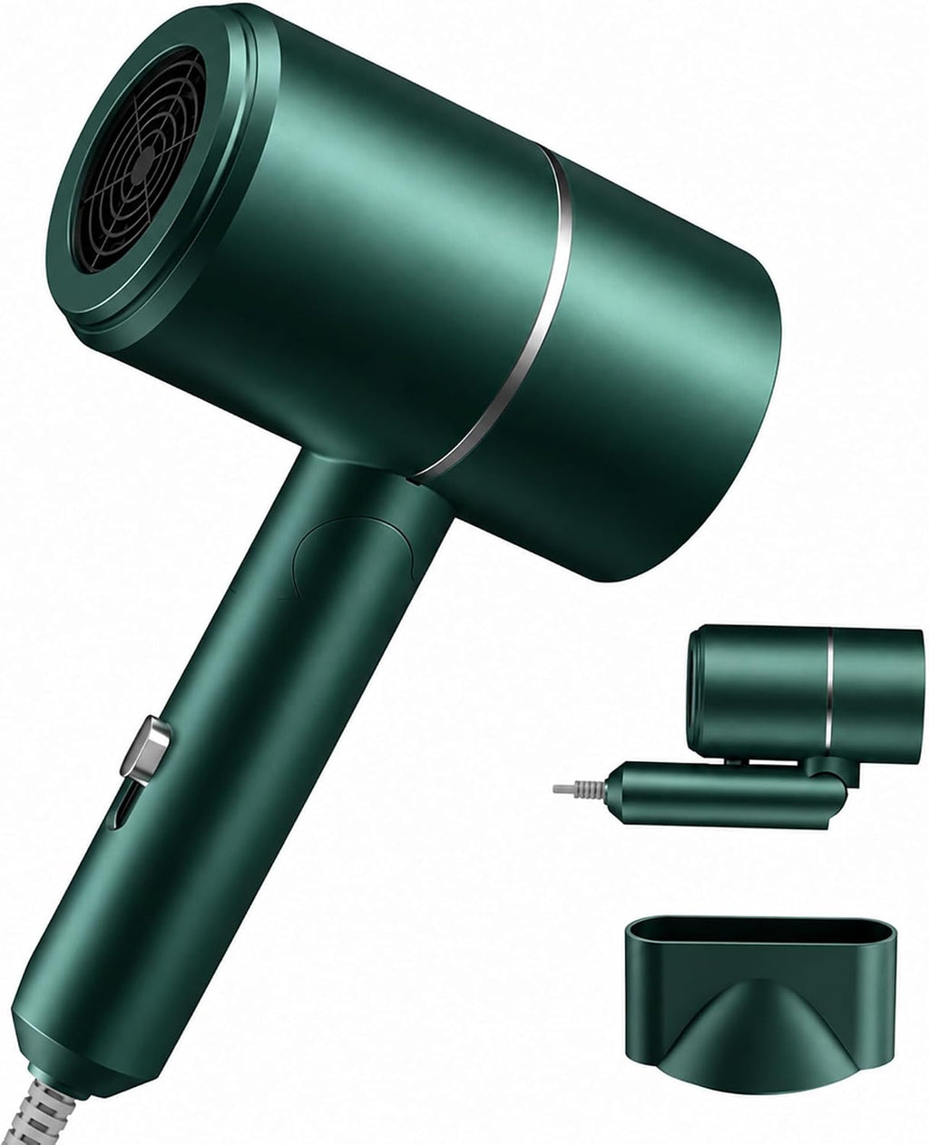 Secador de pelo iónico plegable con difusor, 1875W verde | Motor de...