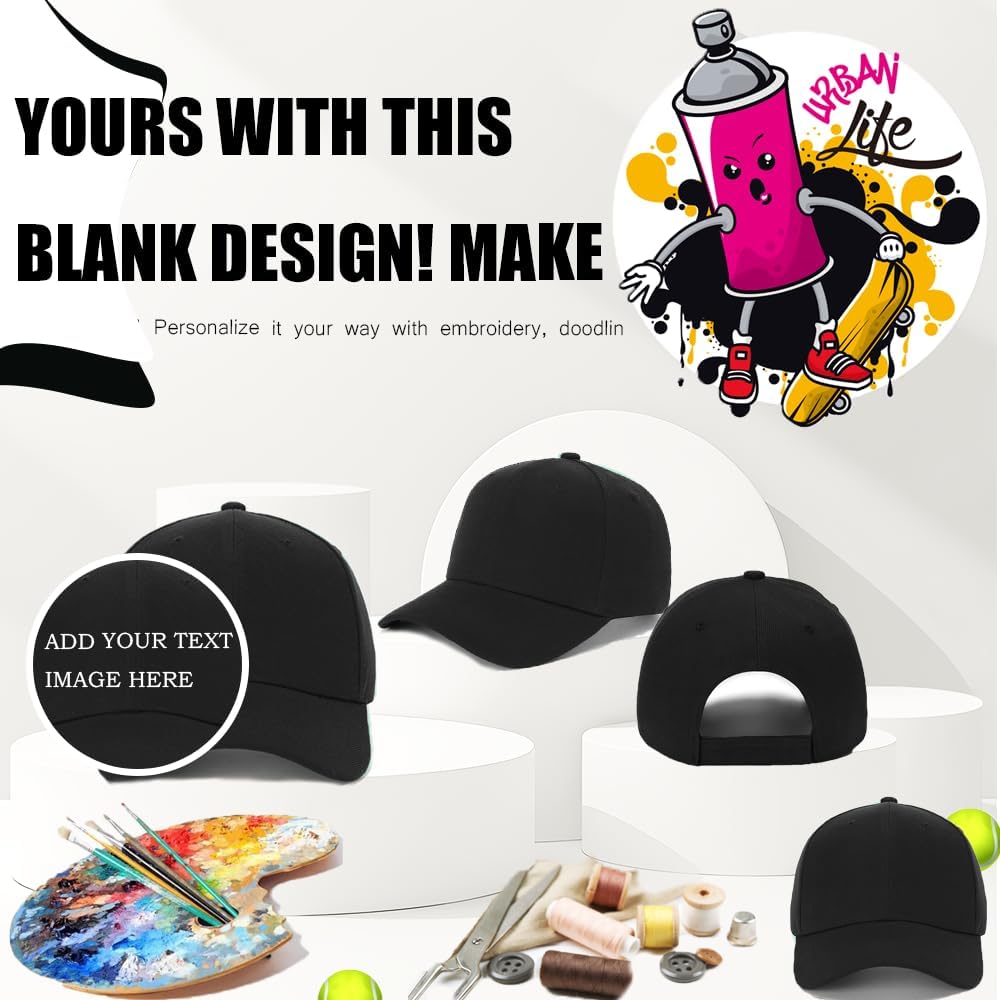 ZH Gorra de béisbol ajustable lisa - Lote de 12 gorras unisex de di...