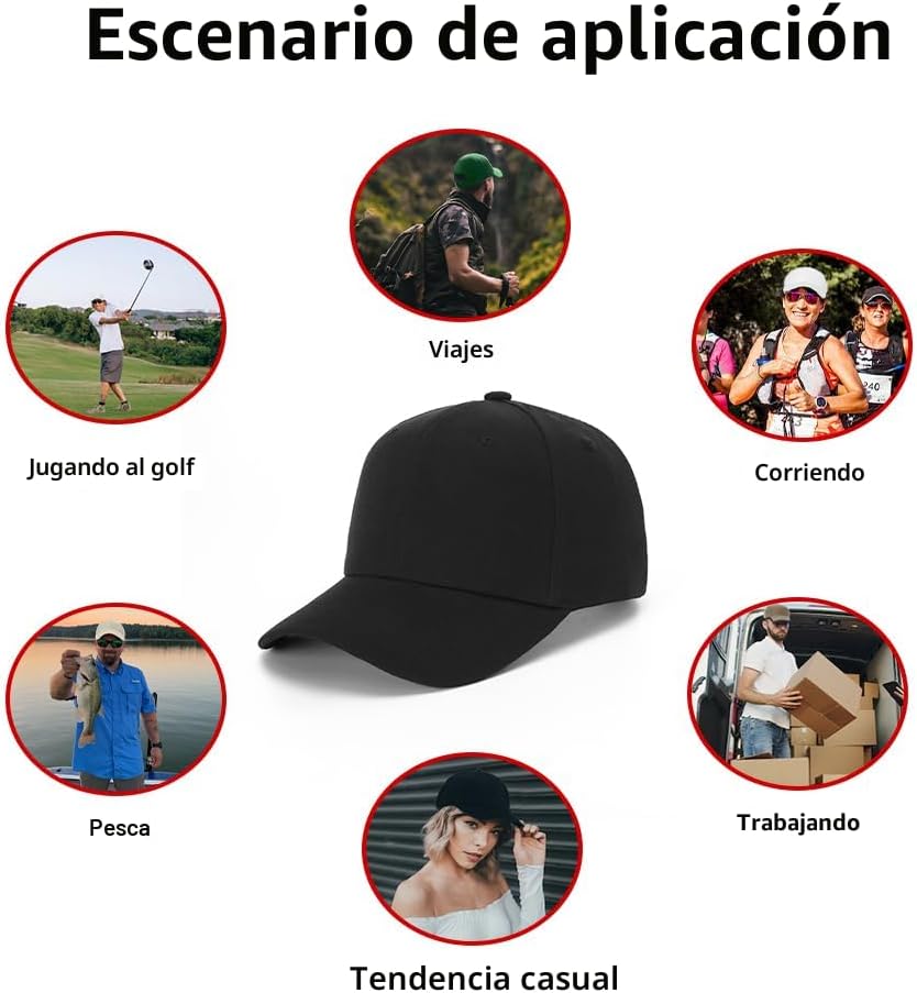 ZH Gorra de béisbol ajustable lisa - Lote de 12 gorras unisex de di...