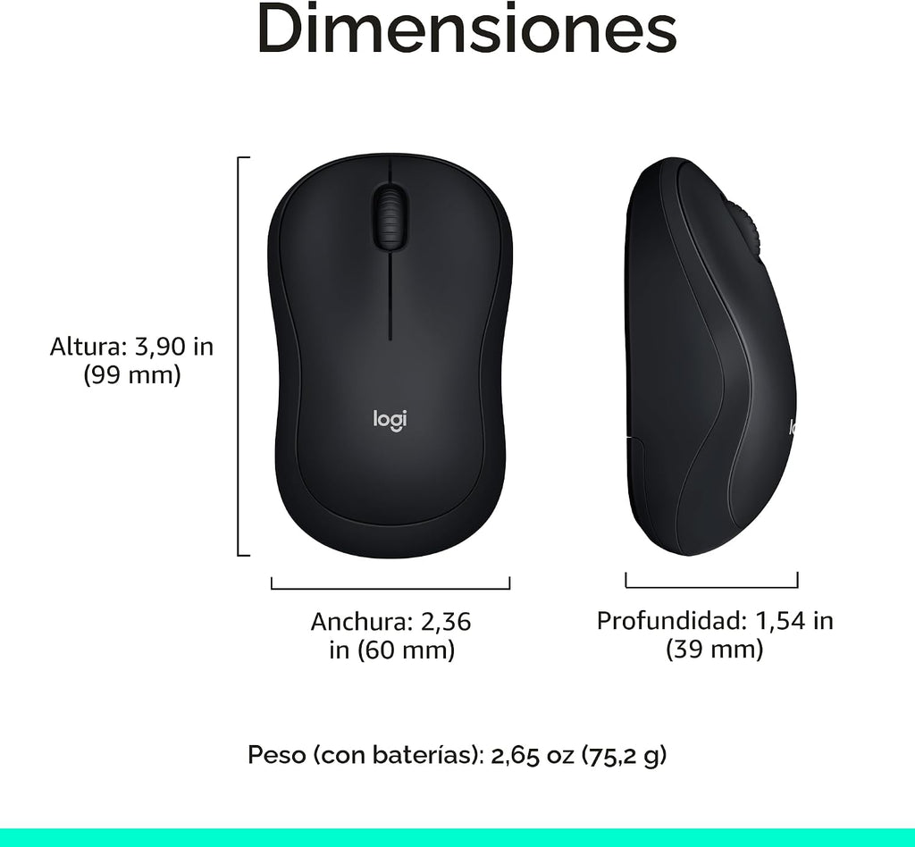 Logitech M185 Ratón Inalámbrico Ambidiestro Compacto con Empuñadura...