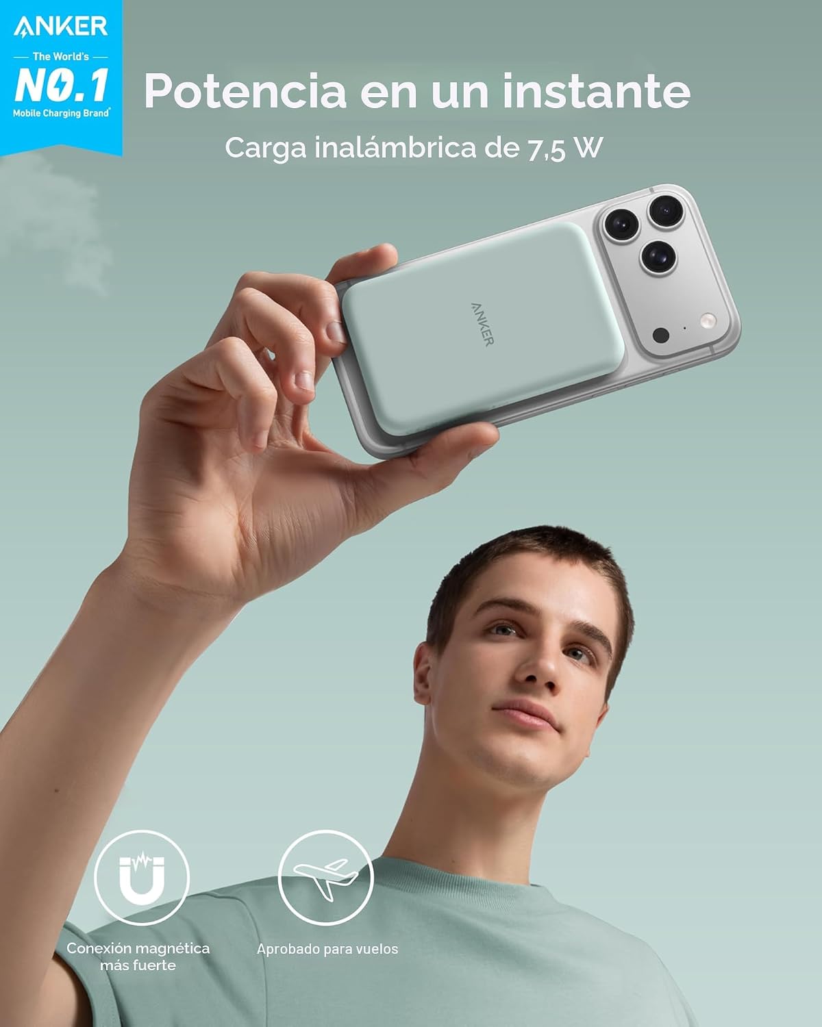 Anker 621 MagGo Power Bank, cargador portátil magnético de 5,000 mA...