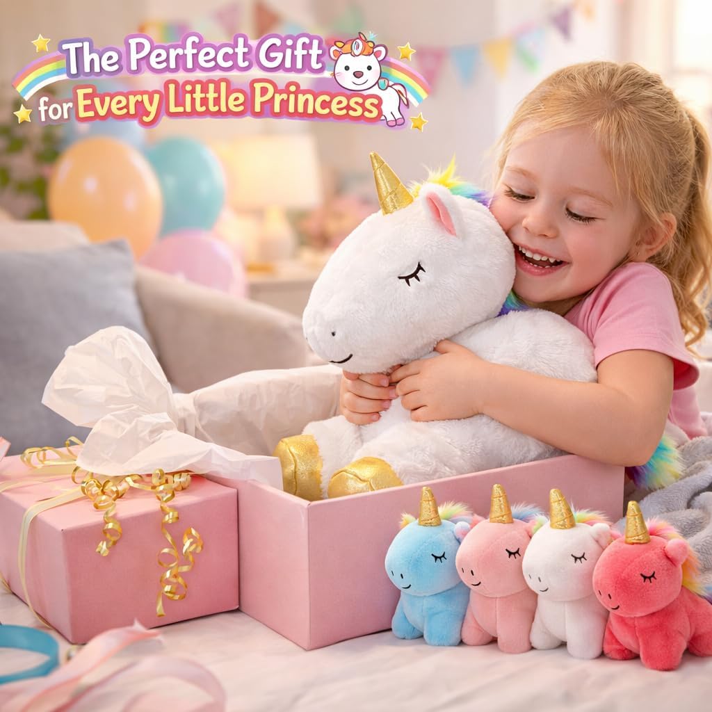 KMUYSL Mamá Peluches con 4 Bebés, Peluche para Niños, Unicornio | P...