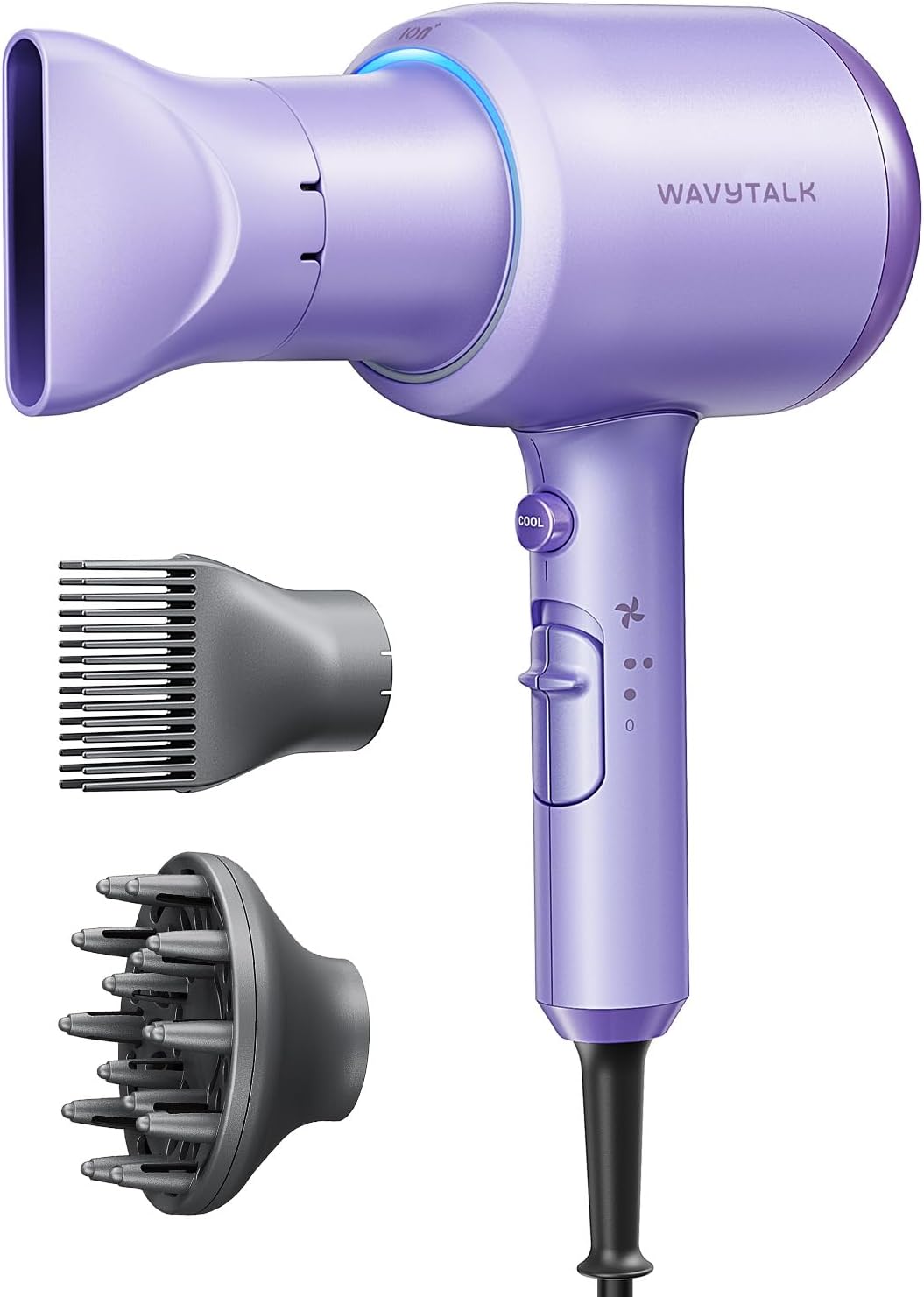 Wavytalk Secador de pelo iónico soplado con difusor para cabello ri...
