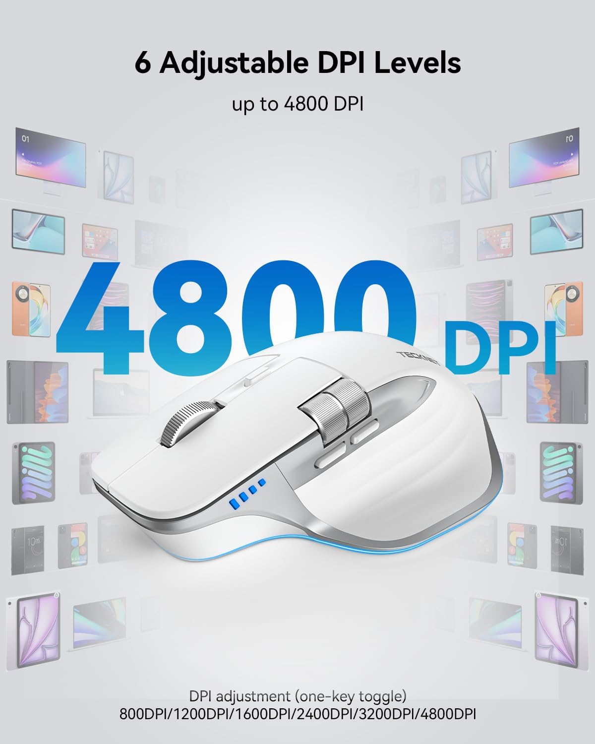 Ratón inalámbrico TECKNET, desplazamiento lateral Bluetooth recarga...