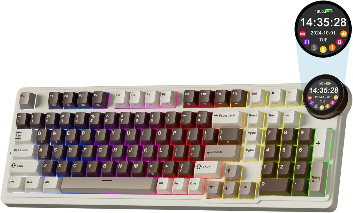 RK ROYAL KLUDGE Teclado mecánico inalámbrico N99 con pantalla y per...