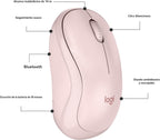 Logitech M240 Ratón Inalámbrico Bluetooth Silencioso Compacto - Ros...