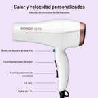 Secador de pelo doble cerámico Conair con difusor y concentrador, 1...