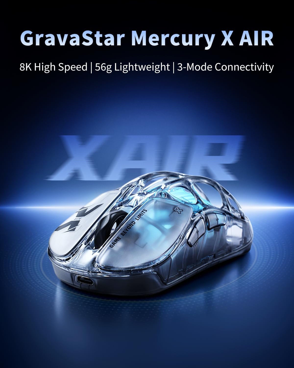 GravaStar Mercury X AIR - Mouse inalámbrico para juegos, rendimient...
