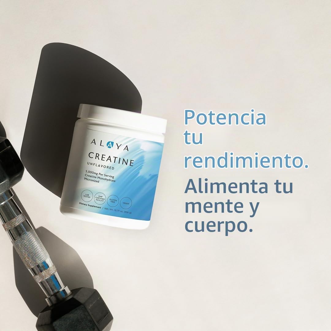 Alaya Naturals - Monohidrato de creatina micronizada en polvo, vega...