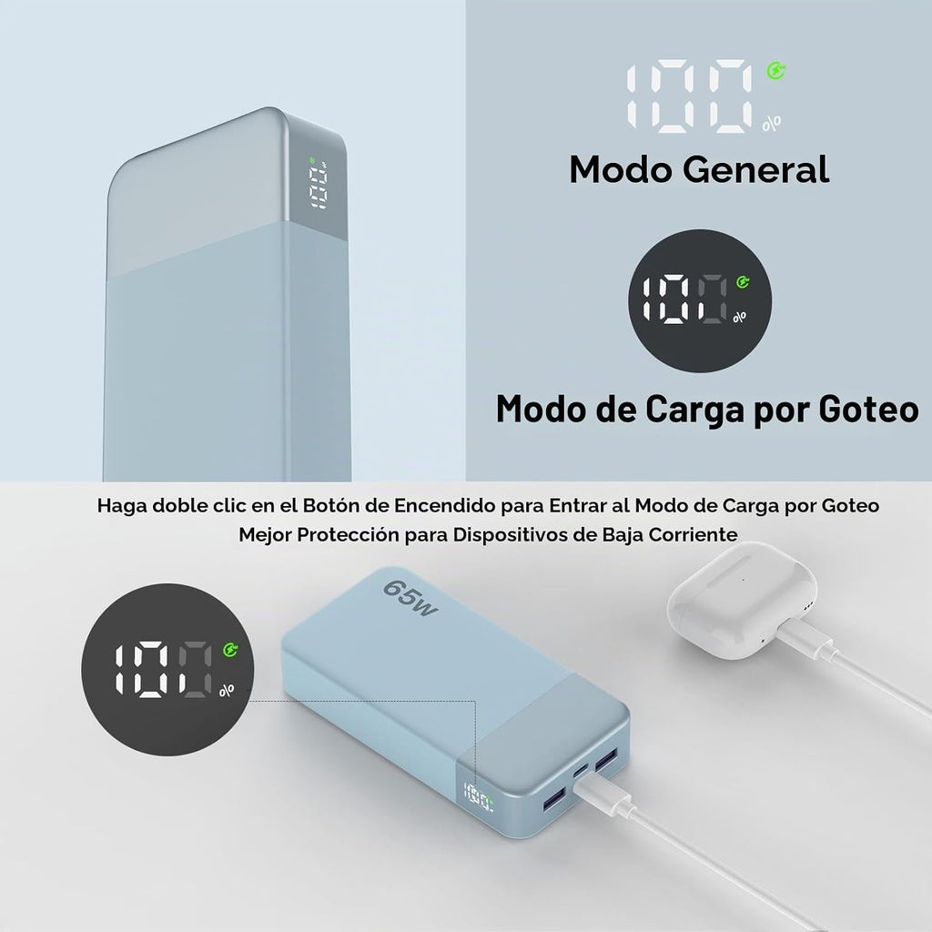NOBIS Cargador portátil 20000mAh 65W Power Bank Carga rápida | Banc...