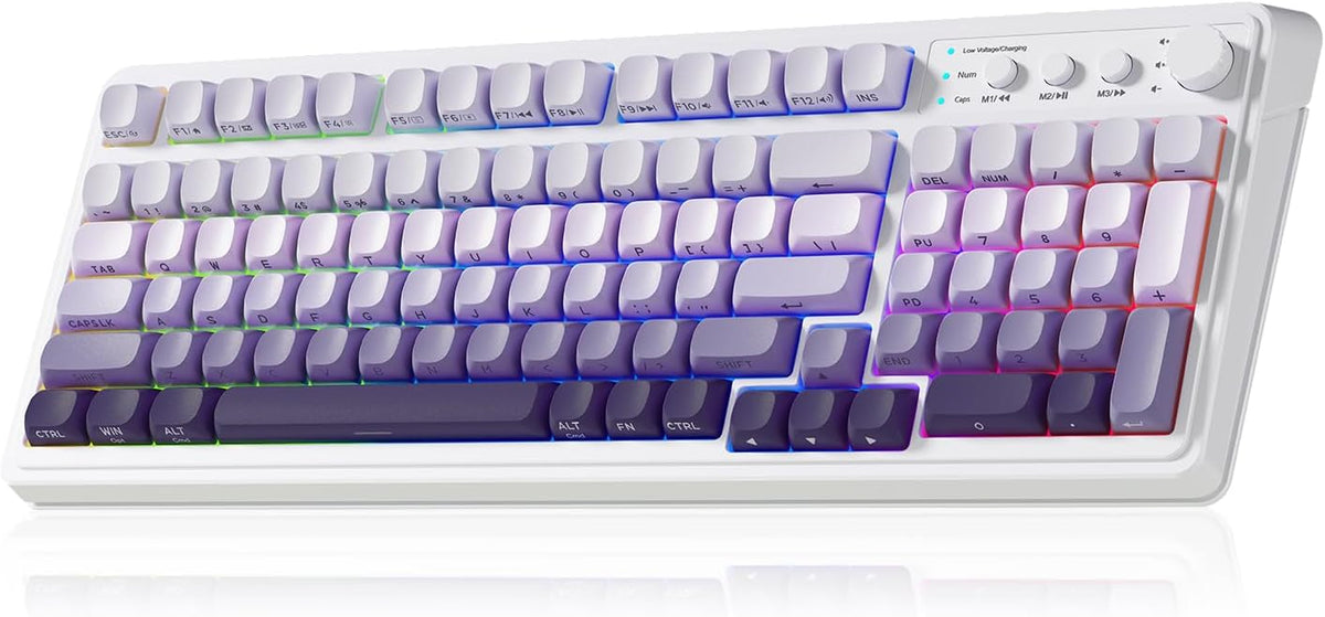 AULA Teclado inalámbrico S99, triple modo Bluetooth\/2.4GHz\/USB-C,...