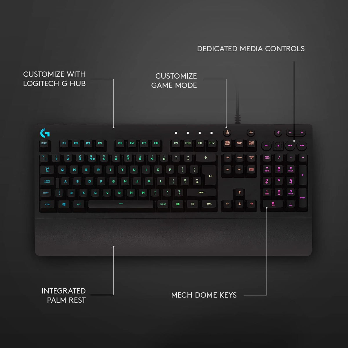Teclado para juegos Logitech G213 Prodigy con cable RGB - Negro | L...