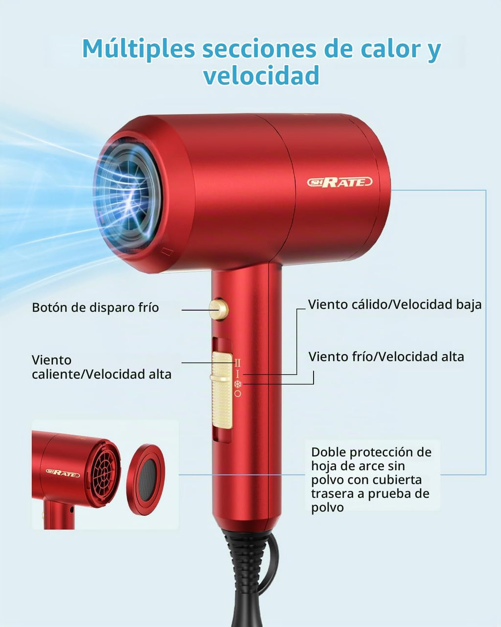 SHRATE Secador de pelo iónico con difusor | Secador profesional par...