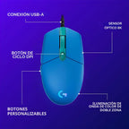 Logitech G203 Wired Gaming Mouse - Blue | LIGHTSYNC RGB, memoria in...