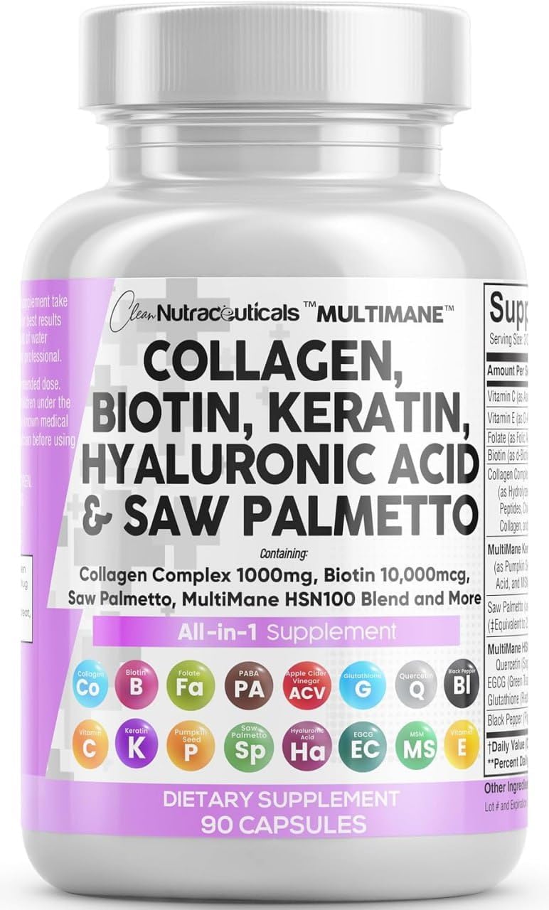 Clean Nutraceuticals Píldoras de Colágeno 1000mg Biotina 10 000 mcg...