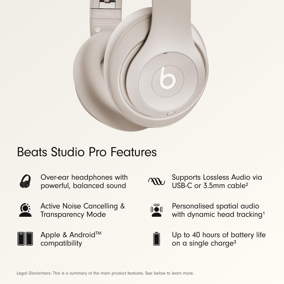 Beats Studio Pro con AppleCare+ para auriculares (2 años) - Arenisca