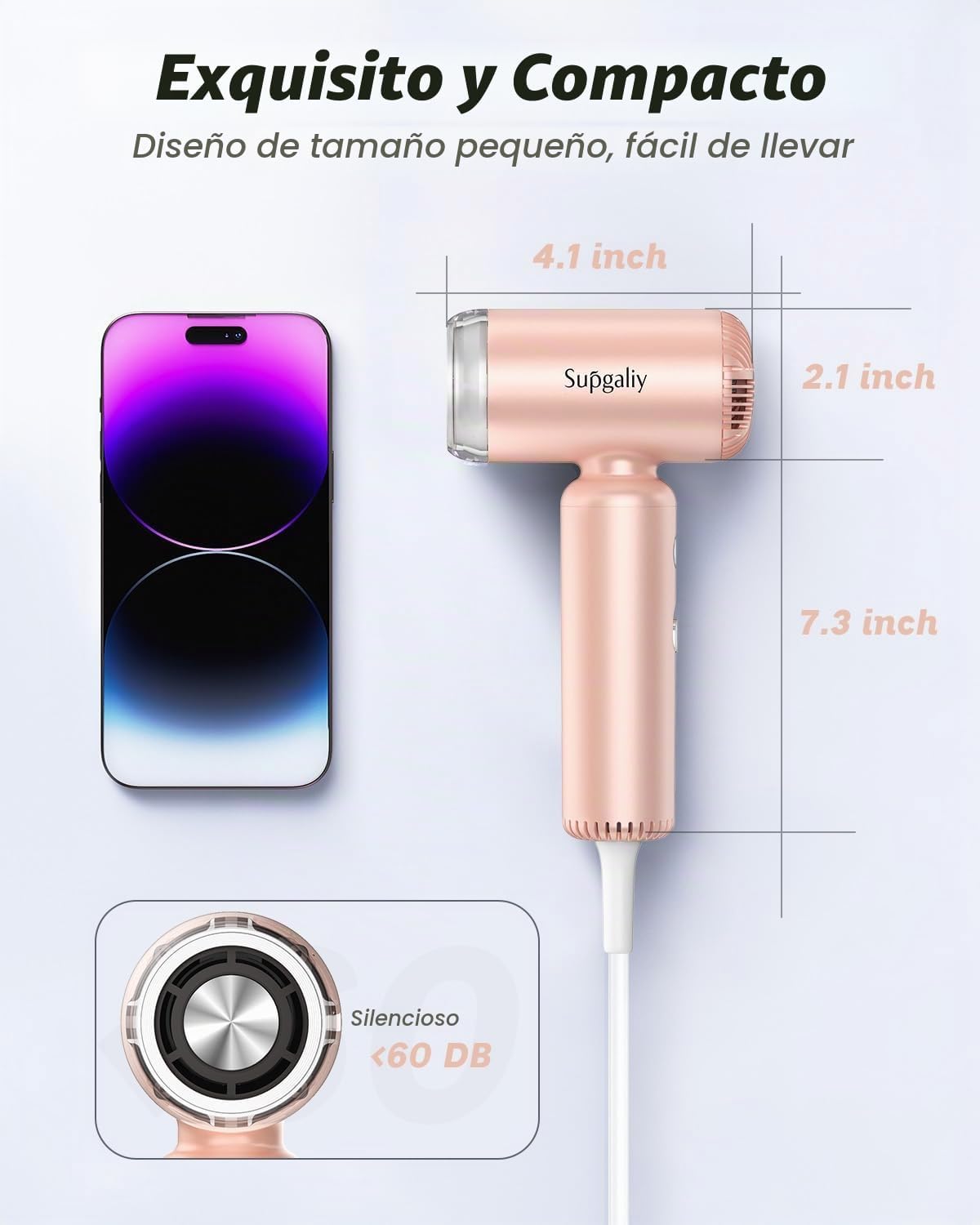 SUPGALIY Secador de pelo de viaje de doble voltaje, secador de sopl...