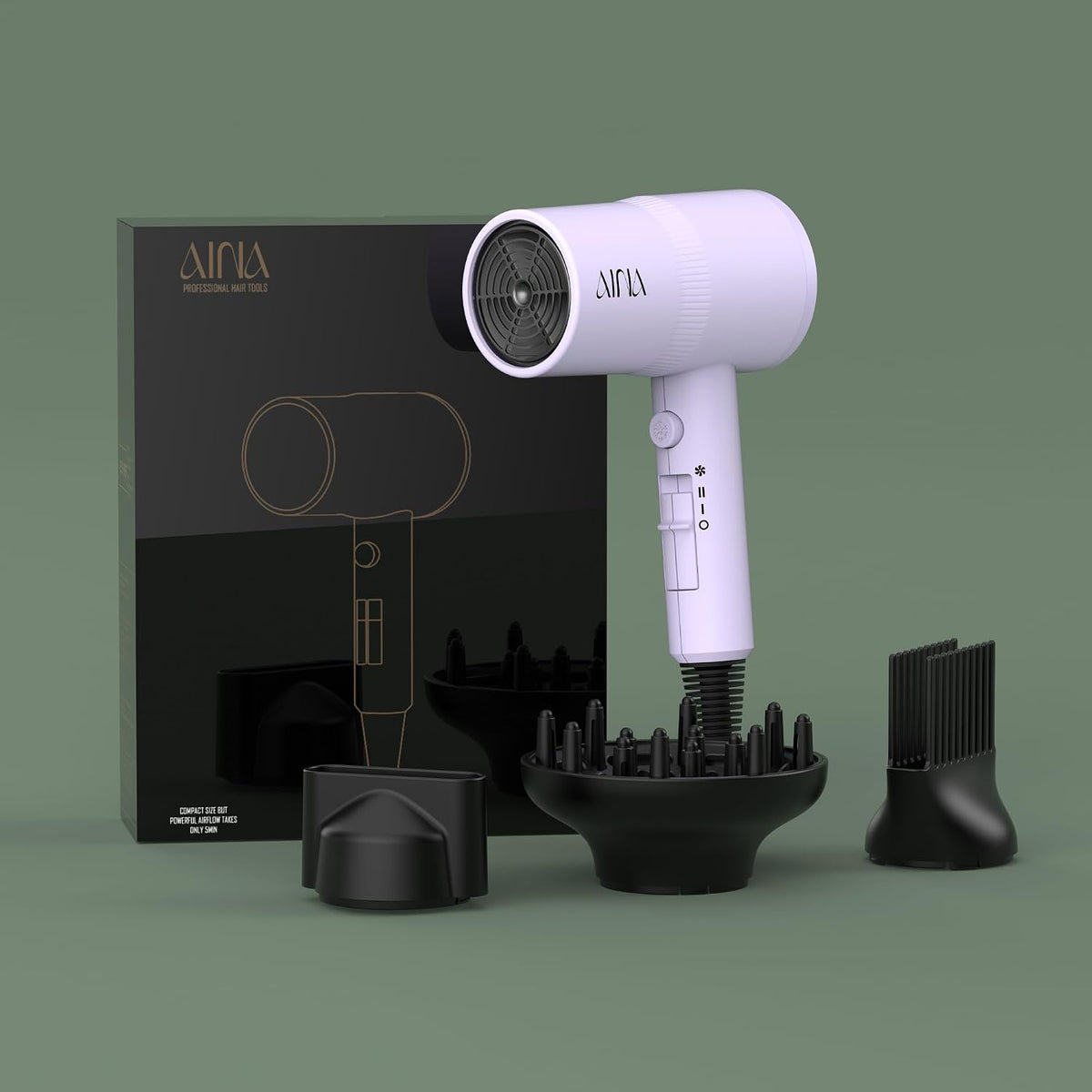 AINA Secador de pelo con difusor, peine secador de pelo completo 11...
