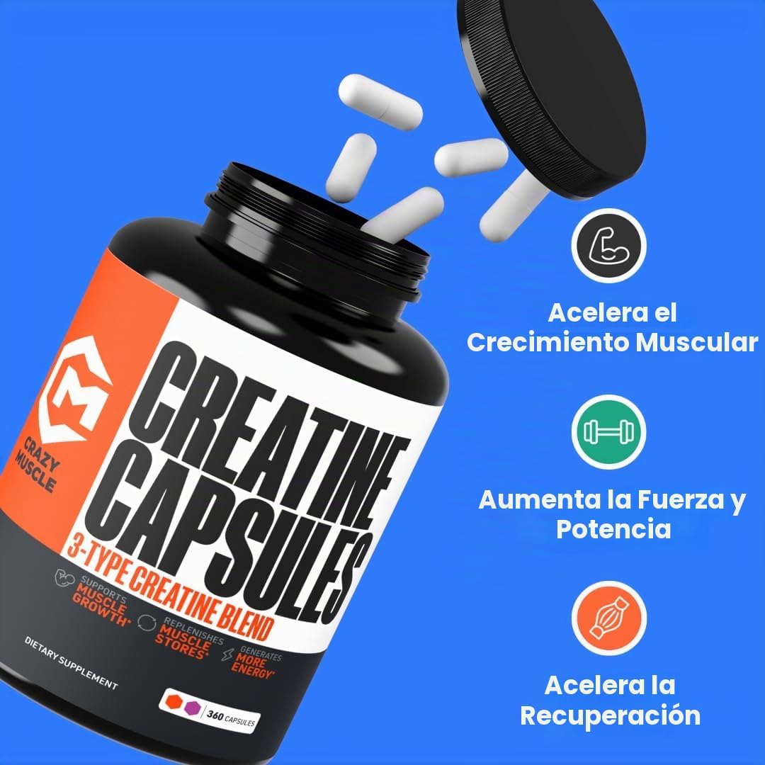 Cápsulas de monohidrato de creatina, suplemento preentrenamiento de...