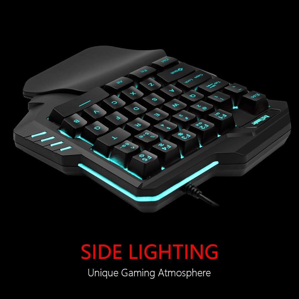 RedThunder Teclado para juegos con una sola mano RGB Retroiluminado...