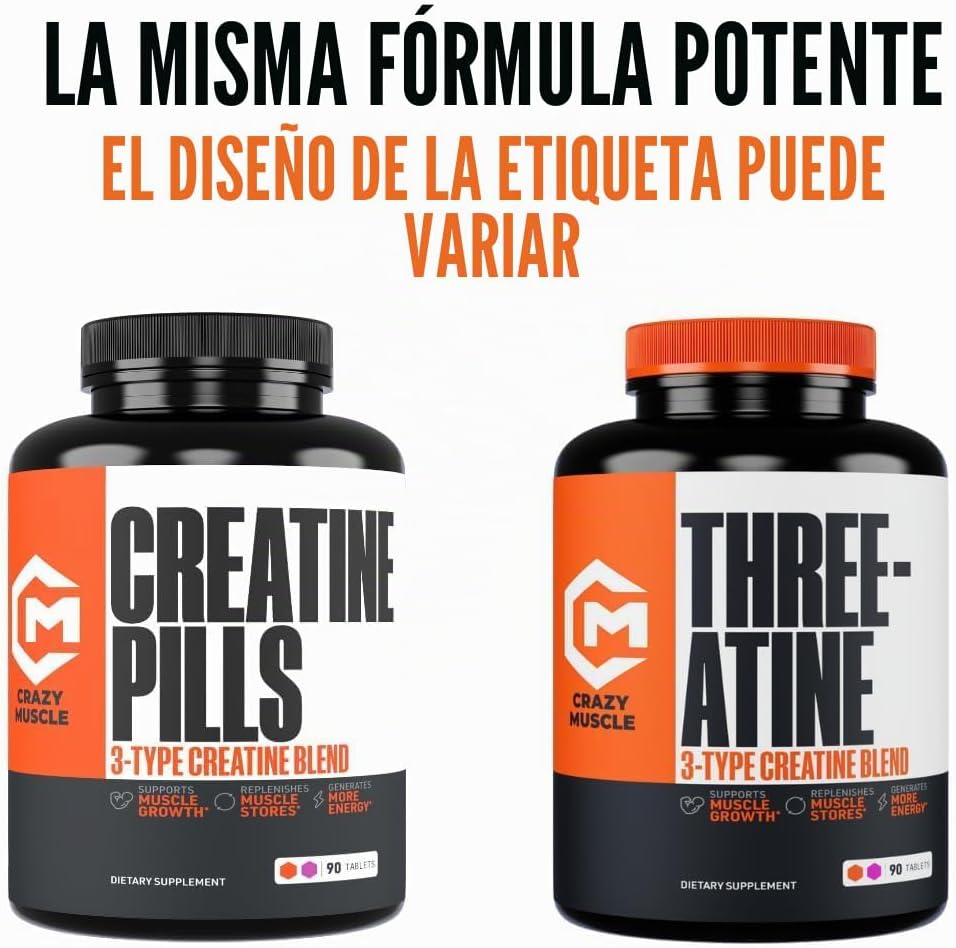 Crazy Muscle, Pastillas de Creatina, 5g 3X Monohidrato de Creatina...