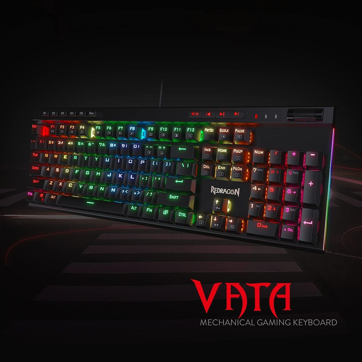 Redragon K580 Teclado mecánico para juegos RGB con cable, tecla mac...